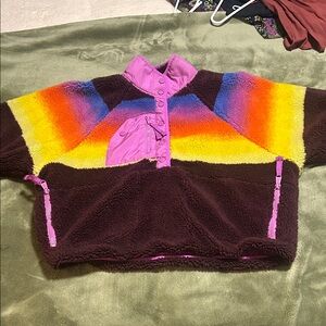 FP movement by Free People Hit the Slopes printed fleece pullover jacket sunrise